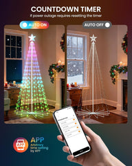 3-Pack Christmas Cone Tree (4/5/7FT) - Smart LED Lights, APP/Local Control, IP65 Waterproof | Indoor/Outdoor Decor
