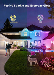 100FT 64 Bulbs RGBIC LED Permanent Outdoor String Lights, DIY Scene, IP68 Waterproof