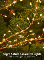 Flowing Fairy Lights Plug in with 14 Modes, 10FT 388LED Twinkle String Lights Indoor, Waterproof (Warm White)