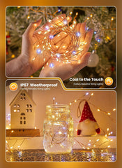 Fairy String Lights 4 Pack 10 Ft 120 LEDs Battery Operated with Timer for Christmas Decor (warm white+cool white)