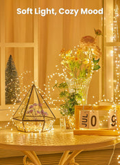 Flowing Fairy Lights Plug in with 14 Modes, 10FT 388LED Twinkle String Lights Indoor, Waterproof (Warm White)