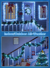 10ft 200LED Firecracker Twinkle Fairy Lights Plug in for Christmas DIY Decor (Cool white+Blue white)