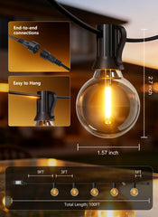 100FT 31 Bulbs Outdoor String Lights with Remote & Dimmable