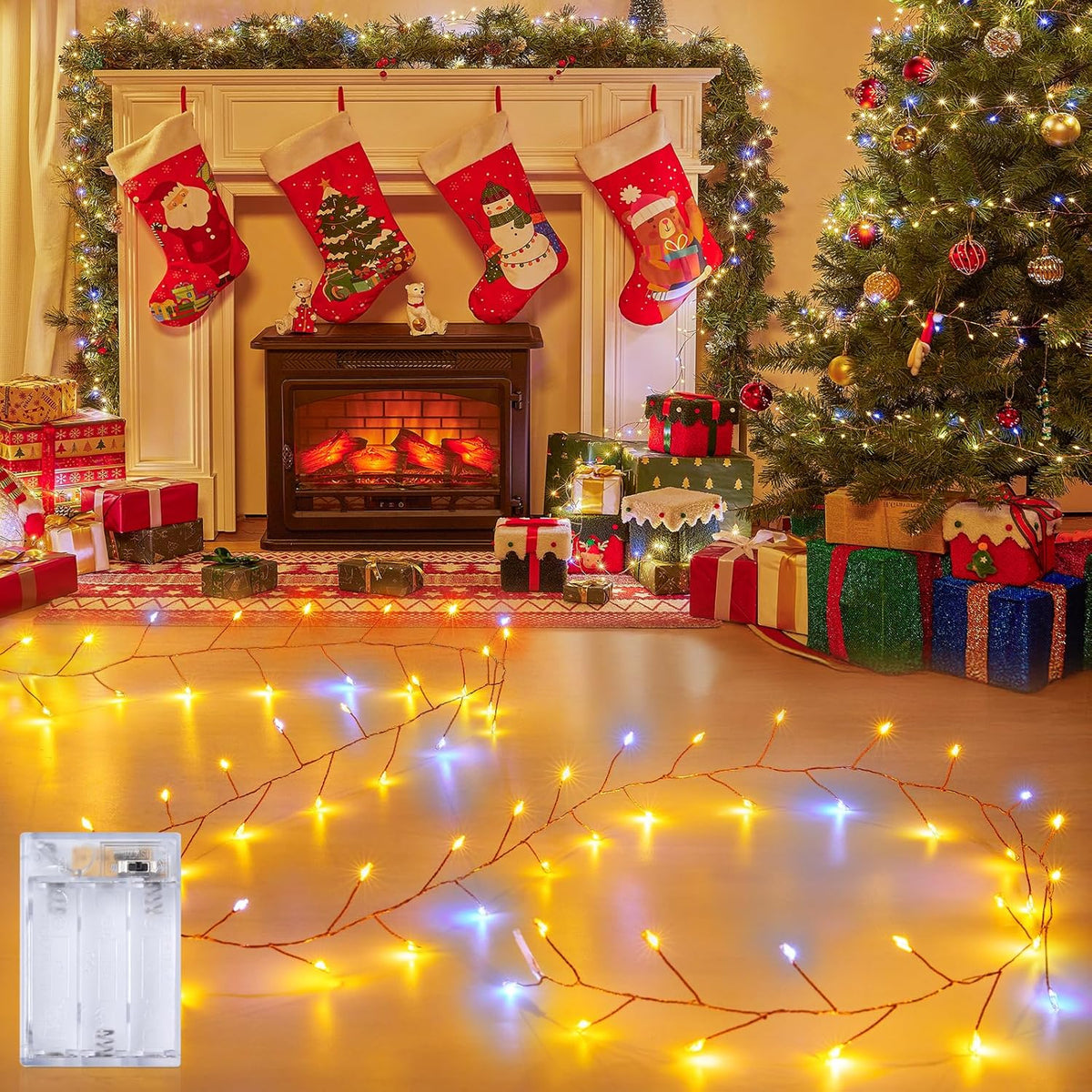 Fairy String Lights 4 Pack 10 Ft 120 LEDs Battery Operated with Timer for Christmas Decor (warm white+cool white)