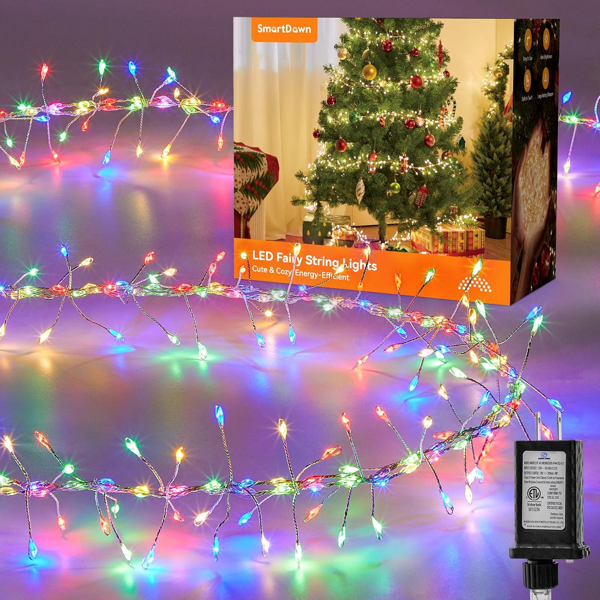 Flowing Fairy Lights Plug in with 14 Modes, 10FT 388LED Twinkle String Lights Indoor, Waterproof (Multicolor)
