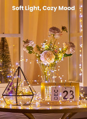 Flowing Fairy Lights Plug in with 14 Modes, 10FT 388LED Twinkle String Lights Indoor, Waterproof (Warm White + Cool White)