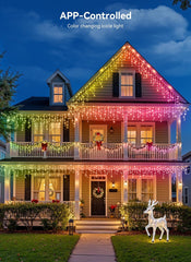 Smart Icicle Lights for Outside 33ft 304 LED Color Changing Icicle Christmas Lights Outdoor - APP Control 50+Preset Modes 16M Color Lighting Effect