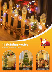 Flowing Fairy Lights Plug in with 14 Modes, 10FT 388LED Twinkle String Lights Indoor, Waterproof (Warm White + Cool White)