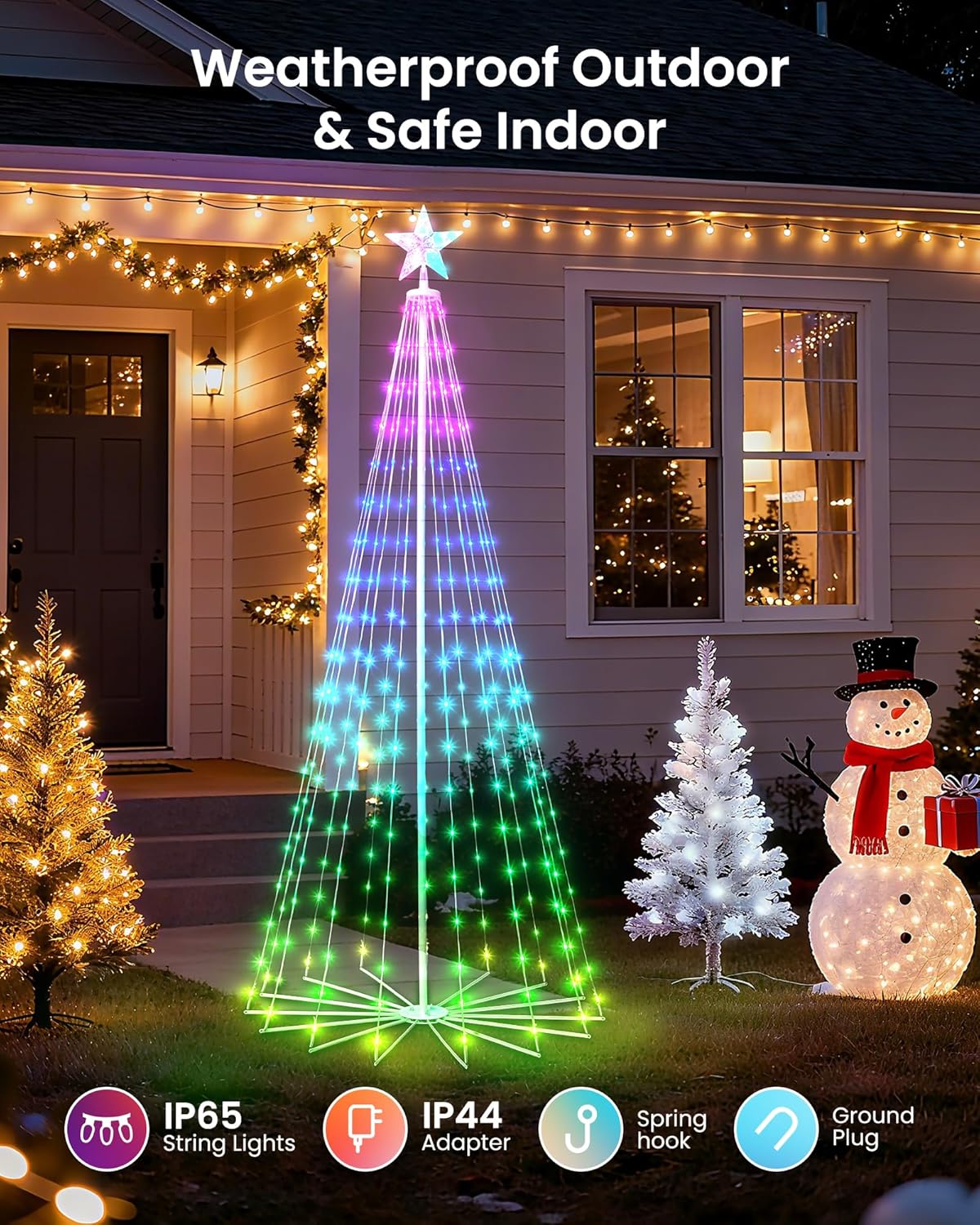 Rgb Panel Tree Christmas Cone Tree - RGB, IP65, Smart APP (7FT 295LEDs / 10FT 682LEDs ...