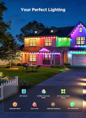 100FT 64 Bulbs RGBIC LED Permanent Outdoor String Lights, DIY Scene, IP68 Waterproof
