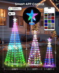 3-Pack Christmas Cone Tree (4/5/7FT) - Smart LED Lights, APP/Local Control, IP65 Waterproof | Indoor/Outdoor Decor