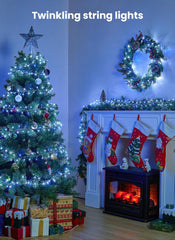 Fairy String Lights 4 Pack 10 Ft 120 LEDs Battery Operated with Timer for Christmas Decor (cool white+blue)