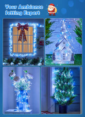 10ft 200LED Firecracker Twinkle Fairy Lights Plug in for Christmas DIY Decor (Cool white+Blue white)